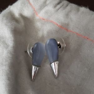 Alexis Bittar lucite earrings blue silver